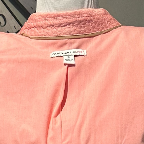 Isaac Mizrahi Live Light Coral Peach Pink 3/4 Sleeve Cotton Blazer Jacket Size 8 - Picture 7 of 7